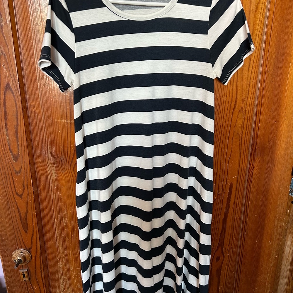 Navy and White Striped Dress